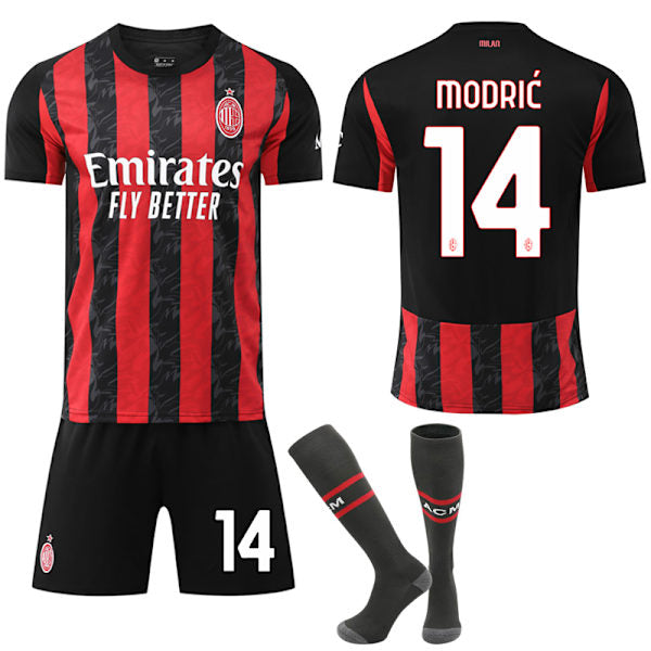 AC Milan 2025/26 hemmatröja med strumpor – Barn & vuxna #14 Modrić AC Milan 2025/26 hemmatröja med strumpor – Barn & vuxna #14 Modrić